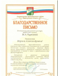 Благодарственное письмо Администрации Краснобаковского района 11.07.2019 г.
